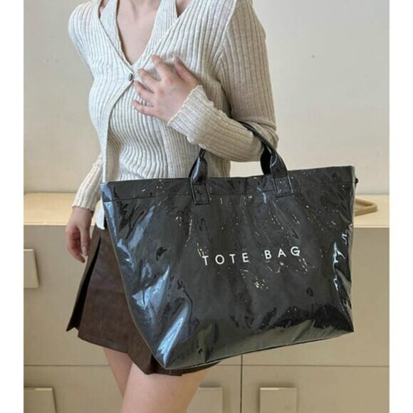 Women's Caistre PVC Tote Handbags Fashion Kraft Paper HandBags - Picture 4 of 4